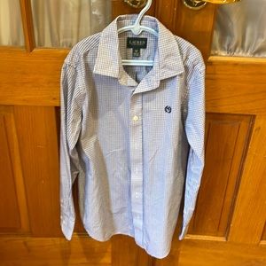 Lauren Ralph Lauren blue black plaid navy dress shirt size 12